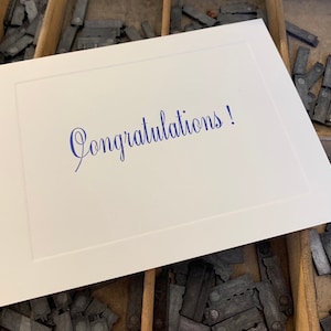 Ten Letterpress Note Cards "Congratulations" - Set of 10 cards with matching envelopes