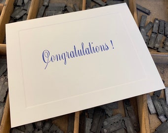 Ten Letterpress Note Cards "Congratulations" - Set of 10 cards with matching envelopes