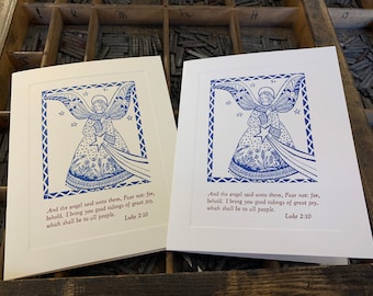 Ten Letterpress Christmas Cards Luke 2:10 - Set of 10 cards with matching envelopes