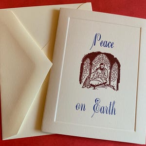 Ten Letterpress Christmas Cards &quot;Peace on Earth with Nativity&quot; - Set of 10 cards with matching envelopes