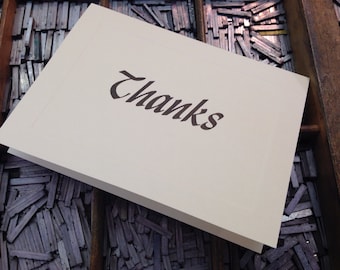 Ten Letterpress Note Cards "Thanks" - Set of 10 cards with matching envelopes