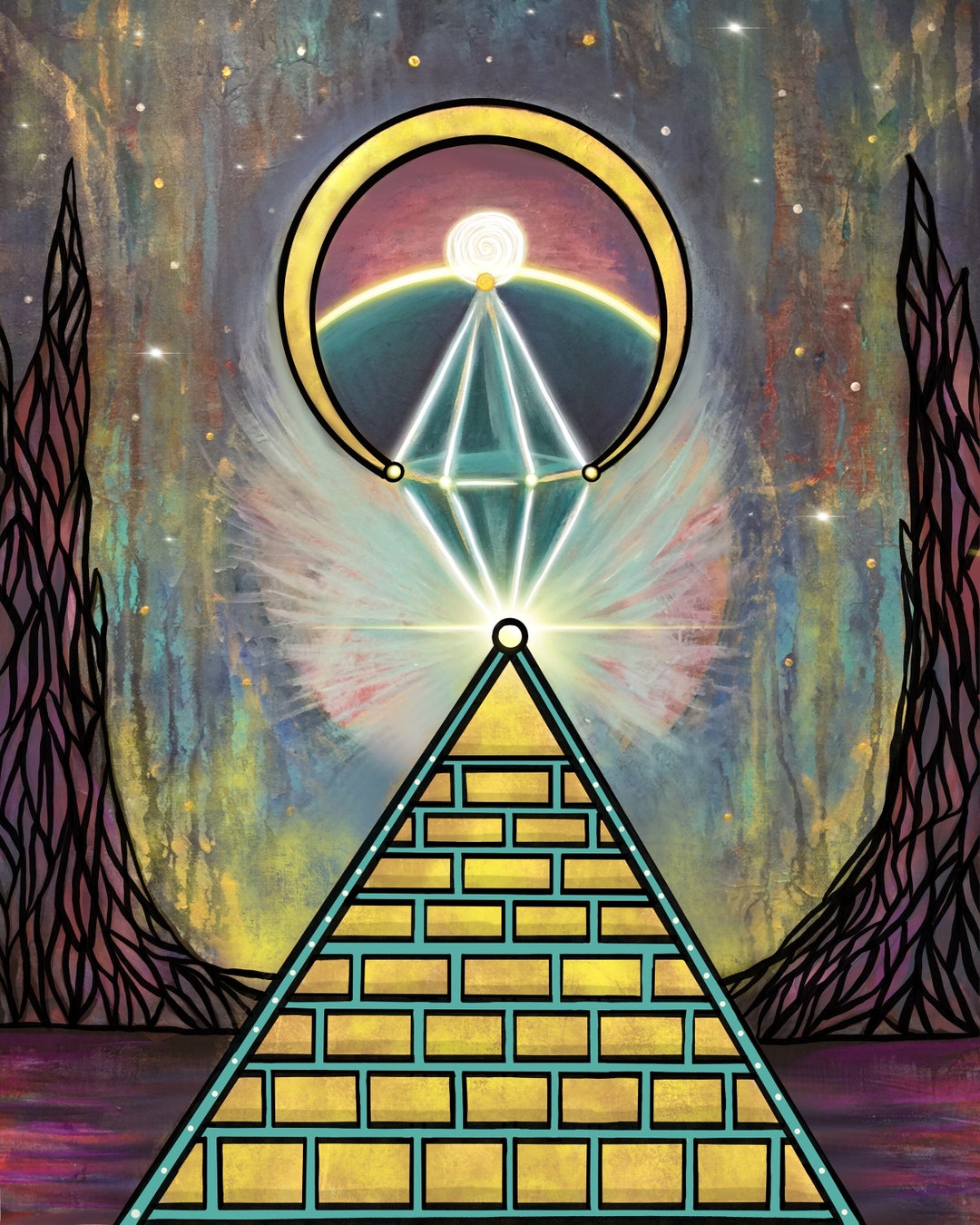 Alchemist Art Print | Mystical Pyramid Illustration - Etsy