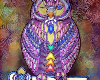Seek Truth - Chakra Owl Art Print for Spiritual Wisdom