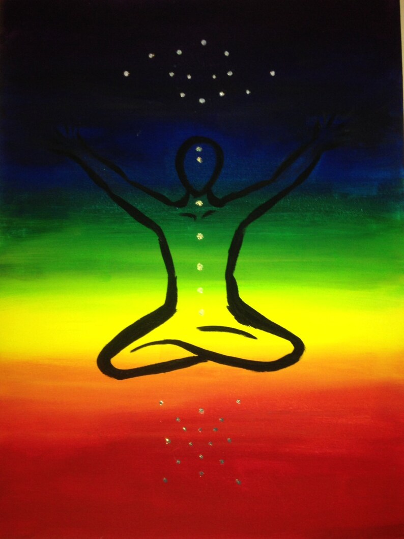Yoga Pose Paintings in Chakra colors | Etsy