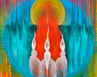 Three Sisters Painting: Indigenous Wisdom Art, Unity in Nature