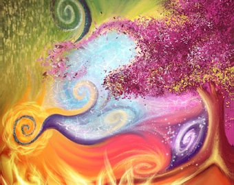 Elemental Flow Print | Fire, Air, Water, Earth Art