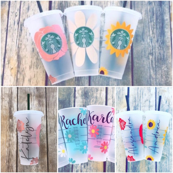 FLOWER Personalized Starbucks Cold Cup, Mothers Day Gift, Teacher Gift,  Graduation Gift 