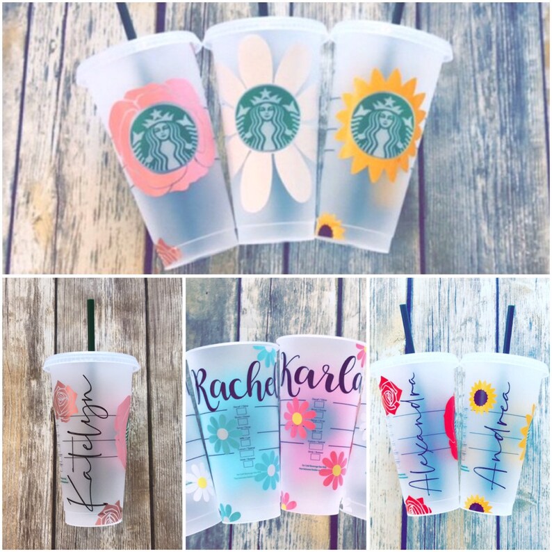 FLOWER Personalized Starbucks Cold Cup, Mothers Day Gift, Teacher Gift, Graduation Gift 