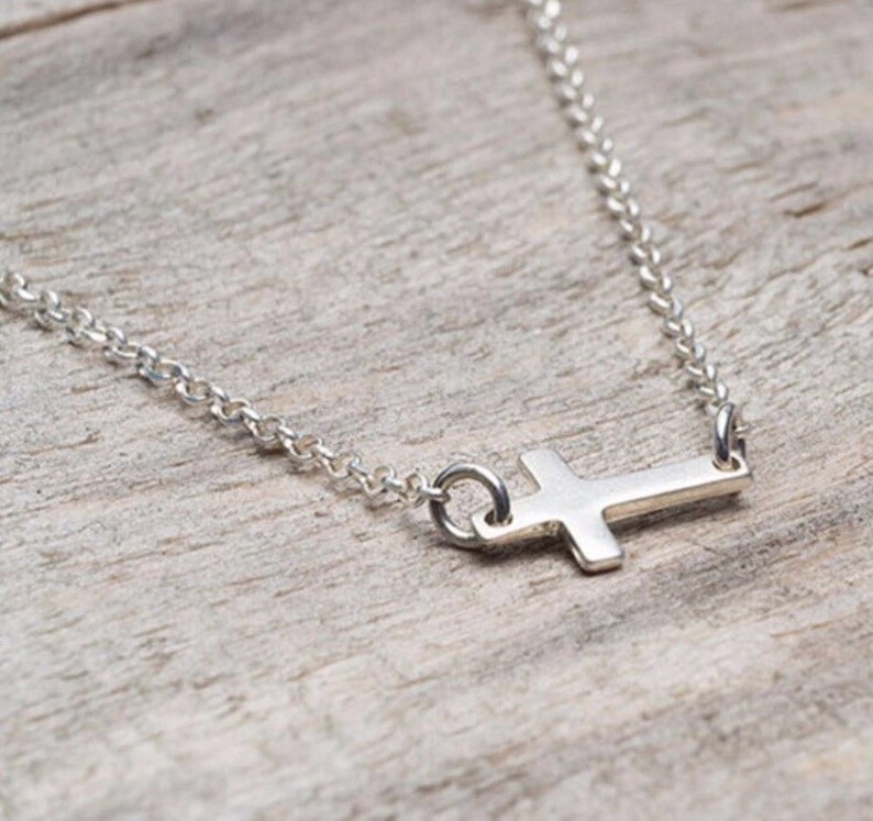 FREE SHIPPING Sideways Cross Necklace Dainty Cross Necklace - Etsy
