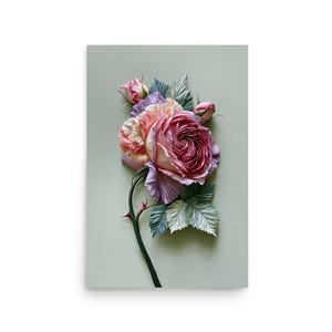 lush and Lavender Bloom  Botanical Rose Wall Art Print, Floral Home Decor, Soft Pastel Flower Artwork Poster