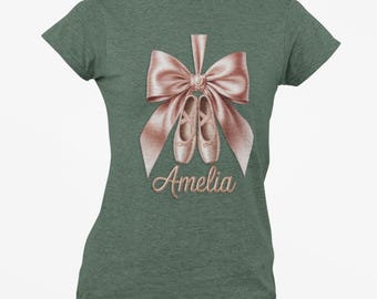 T-shirt personnalisé pour pointes de danse classique : coton teint en pièce, cadeau de danse