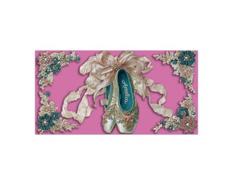 adhésif pour pare-chocs de pointes de ballet | Ajoutez un nom | Décalcomanie de danse florale rose