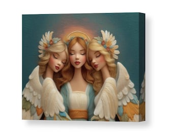 Angel Art Prints Set, Spiritual Celestial Decor (Digital Download Set 2 of 3)