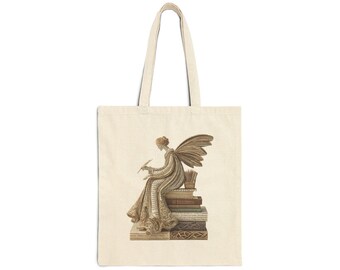 Sac fourre-tout illustration Angel Reader, bibliothèque, cadeau pour amoureux des livres