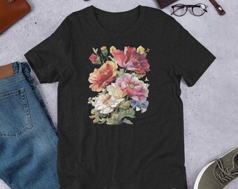 Gentle Radiance - Floral Threads - Vibrant Bouquet T-Shirt with Mapped Bloom
