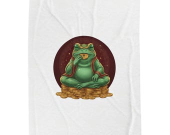 Couverture grenouille porte-bonheur | Motif symbole porte-bonheur menthe or