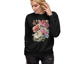 Floral Threads – Vibrant Bouquet Sweatshirt with Mapped Bloom