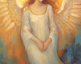 Ethereal Angel Art Prints, Set of 5, Serene Gallery Wall (Digital Download)
