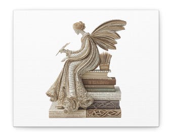 Impression sur toile ange livresque | Art mural bibliothèque