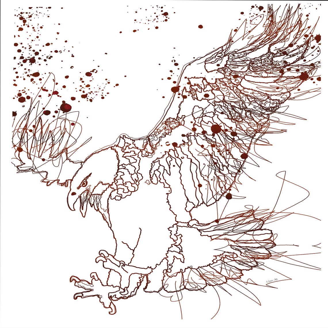 Bald Eagle Line Drawing Sketch Instant Digital Download JPG Etsy