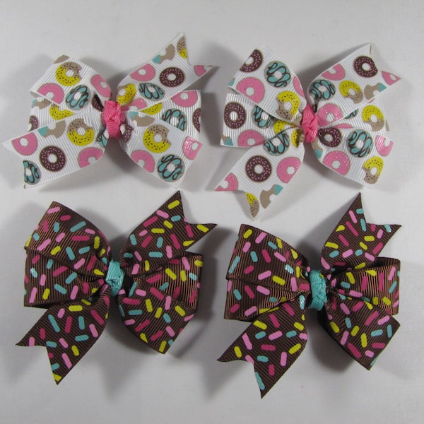 Donut Pigtail Bows, Sprinkle Hair Clip Set, Donuts Hair Bow, Donut Birthday Party, Donut Baby Shower, Sprinkles Hair Barrette, Pinwheel Bows