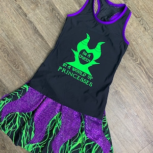 Maleficent Evil Witch Running Villain Costume | Sparkly Athletic Costume