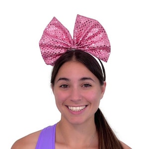 Nonslip Large Pink Bow Headband  | Athletic Running Headband for Costume | Disney Daisy