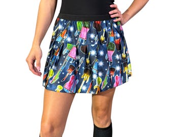 Rock And Roll Guitar print running skirt, Vegas Skirt