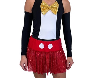 Mickey Mouse Inspired Running Costume | Racerback, Skirt - w/ Optional Arm Sleeves