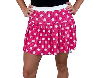 Pink Sparkly Polka Dot Minnie Mouse Running Skirt | Costume Athletic Skirt