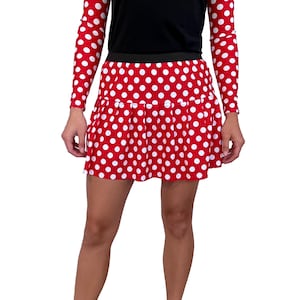 Red & White Polka Dot Mini Running Skirt | Costume Athletic Skirt | Mrs. Mouse Inspired