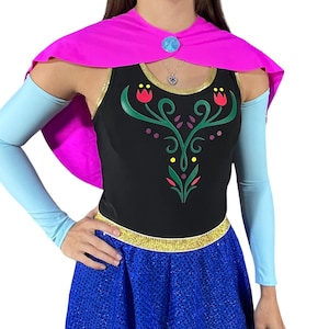 Frozen Anna Running Tank Racerback w/Cape | Snow Princess Costume w/Optional Arm Sleeves