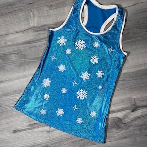 Turquoise Sparkle Snowflake Running Tank Racerback | Frozen Elsa Costume w/Optional Arm Sleeves