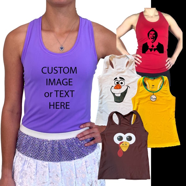 CUSTOM Image or Text - Athletic Racerback Running Shirt MANY Colors to Choose From | Spandex Breathable Athletic Tank Top