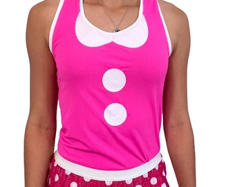 Camiseta sin mangas rosa de Minnie Mouse con espalda cruzada/Disfraz de Minnie con mangas opcionales para los brazos
