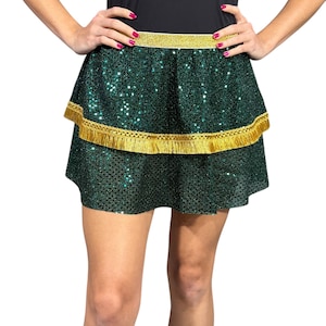 Christmas Tinsel Running Skirt | Jingle Bell Run Sparkle Skirt Green
