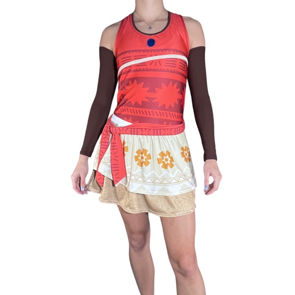 Moana Princess Running Costume | Racerback and Skirt w/optional Arm Sleeves