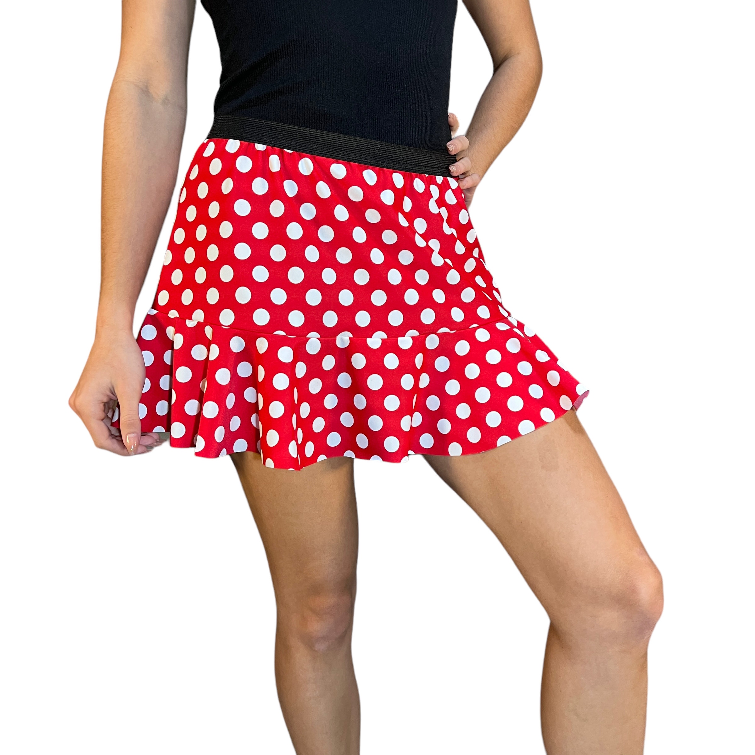 Red & White Polka Dot Minnie Trumpet Running Skirt | Costume Athletic Skirt | Mrs. Mouse Inspired