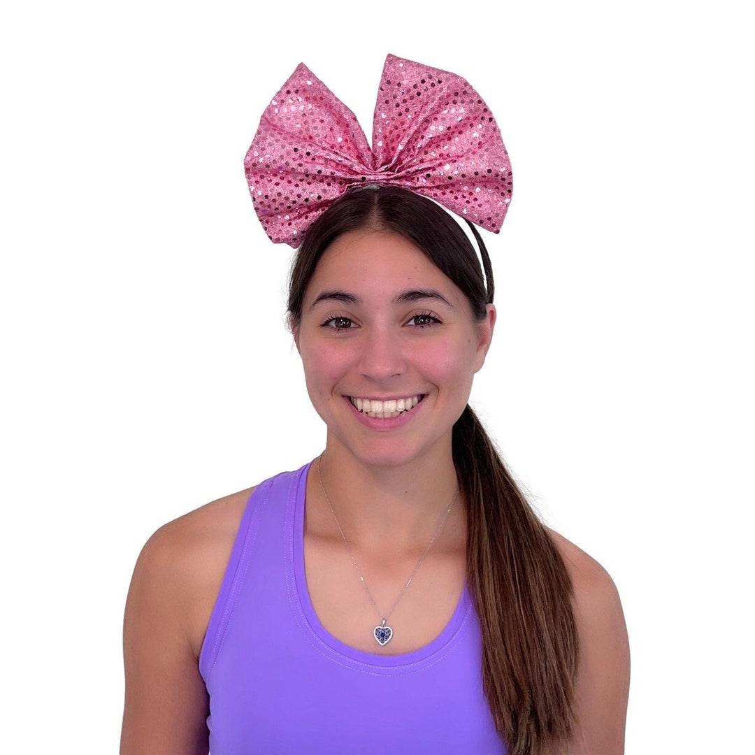 Nonslip Large Pink Bow Headband Athletic Running Headband for Costume