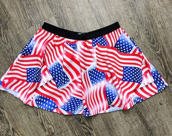 USA Flag Running Skirt | A-Line Skirt | America 4th of July Independence Day Run | Athletic Skirt