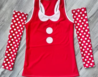 Red Minnie Mouse Running Tank Racerback | Minnie Costume w/Optional Arm Sleeves