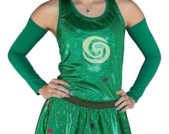 Life Goddess Te Fiti Green Sparkle Lauf Tank Racerback w / Optional Arm Ärmel