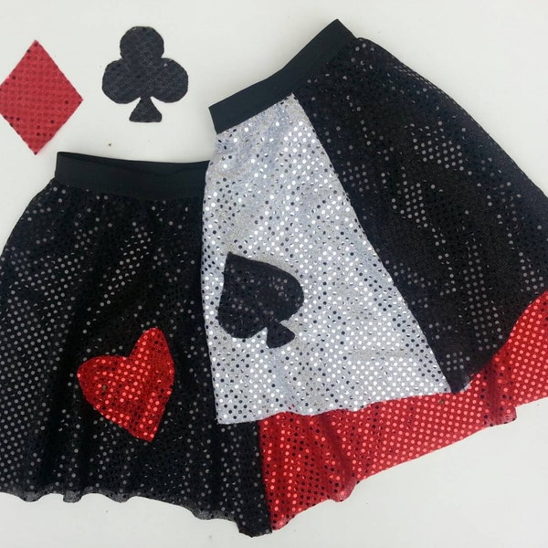 Card Suit Running Skirt | Queen of Hearts, Spades, Clubs or Diamonds Running Skirt | Vegas Skirt