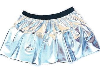 Metallic Silver Skirt | Running Skirt | Costume Skirt