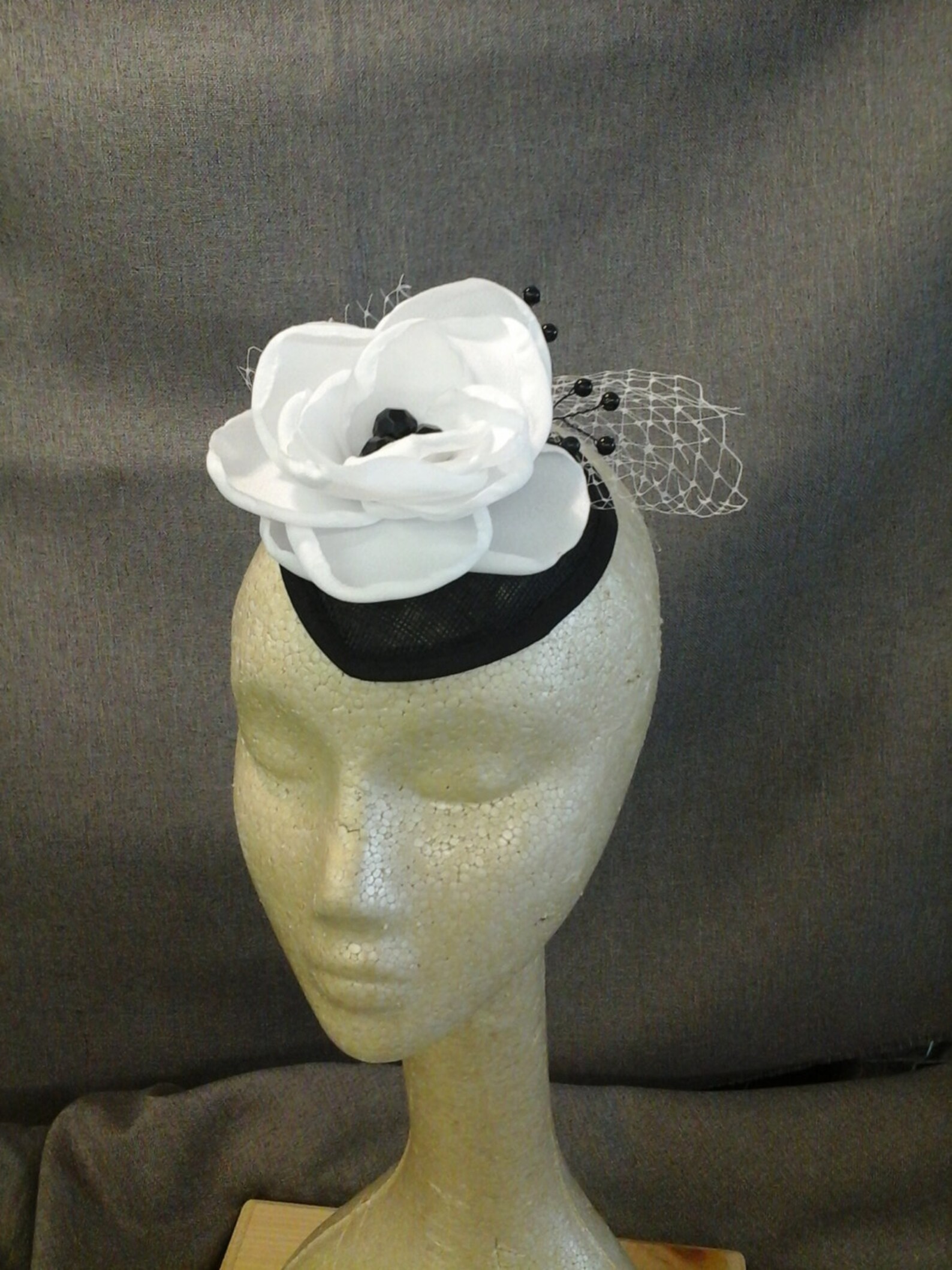 Black and White Flower Fascinator Hat Etsy