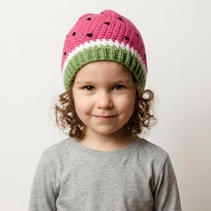 Molde para gorro de melancia em crochê | Vários tamanhos, de recém-nascido a adulto | Download em PDF