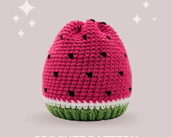 Watermelon Crochet Hat Pattern - Instant PDF Download, Multiple Sizes from Newborn to Tween