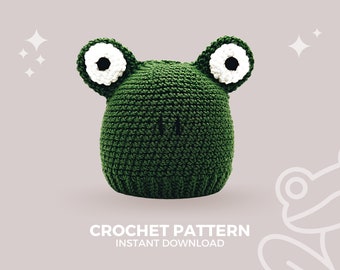 Crochet Pattern for Frog Hat | Bonus Brim and Earflaps Variations | Instant download PDF | Sizes Newborn to Tween  | Animal Hat