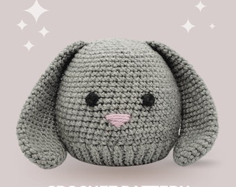 Bunny Crochet Hat Pattern - Instant PDF Download, Multiple Sizes from Newborn to Tween