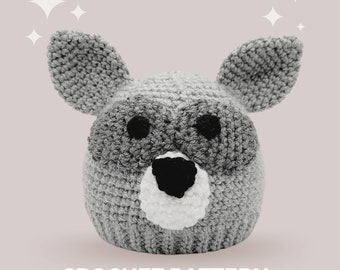 Raccoon Crochet Hat Pattern - Instant PDF Download, Multiple Sizes from Newborn to Tween